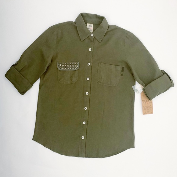 Billabong J502PMIL ARMY GRN Button Down - Picture 4 of 12